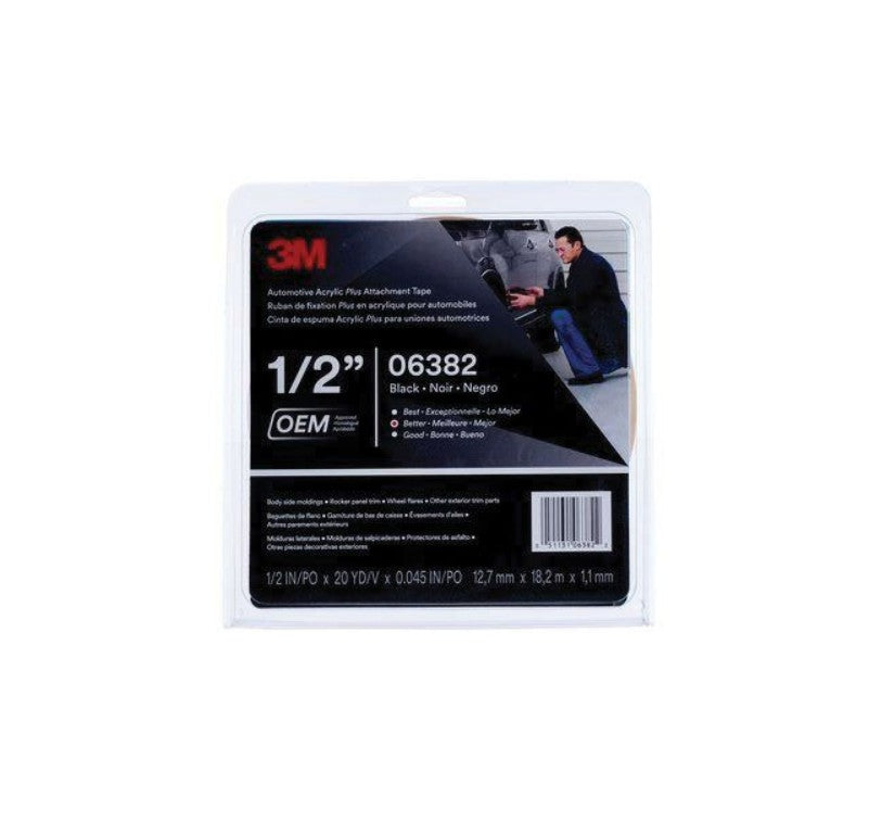 3M™ Automotive Acrylic Plus Attachment Tape, Black, 06382, 6382