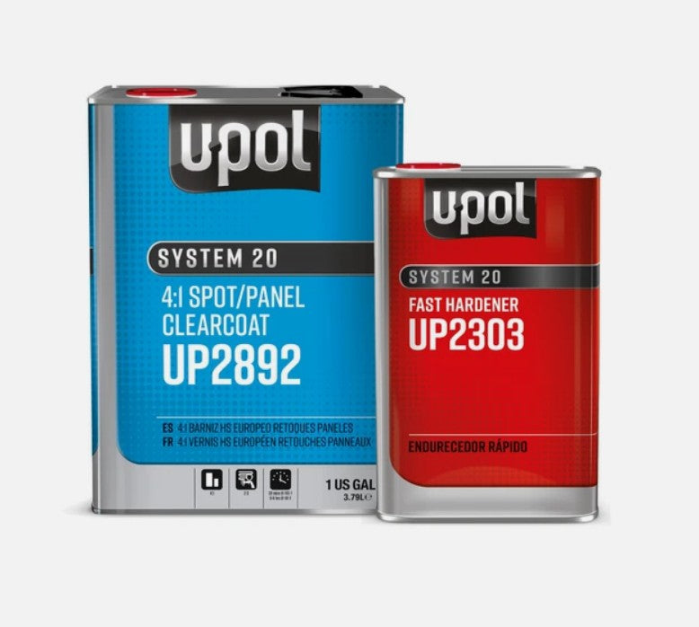 U-POL 2892 + 2303 Euro Spot/Panel Clearcoat Gallon Kit w/ Fast Hardener